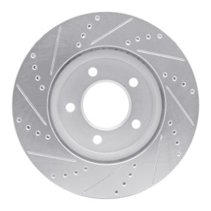Chrysler Pacifica Brake Rotor (1) - Front Right - R1 Concepts - Drilled & Slotted - Silver - `04-`08